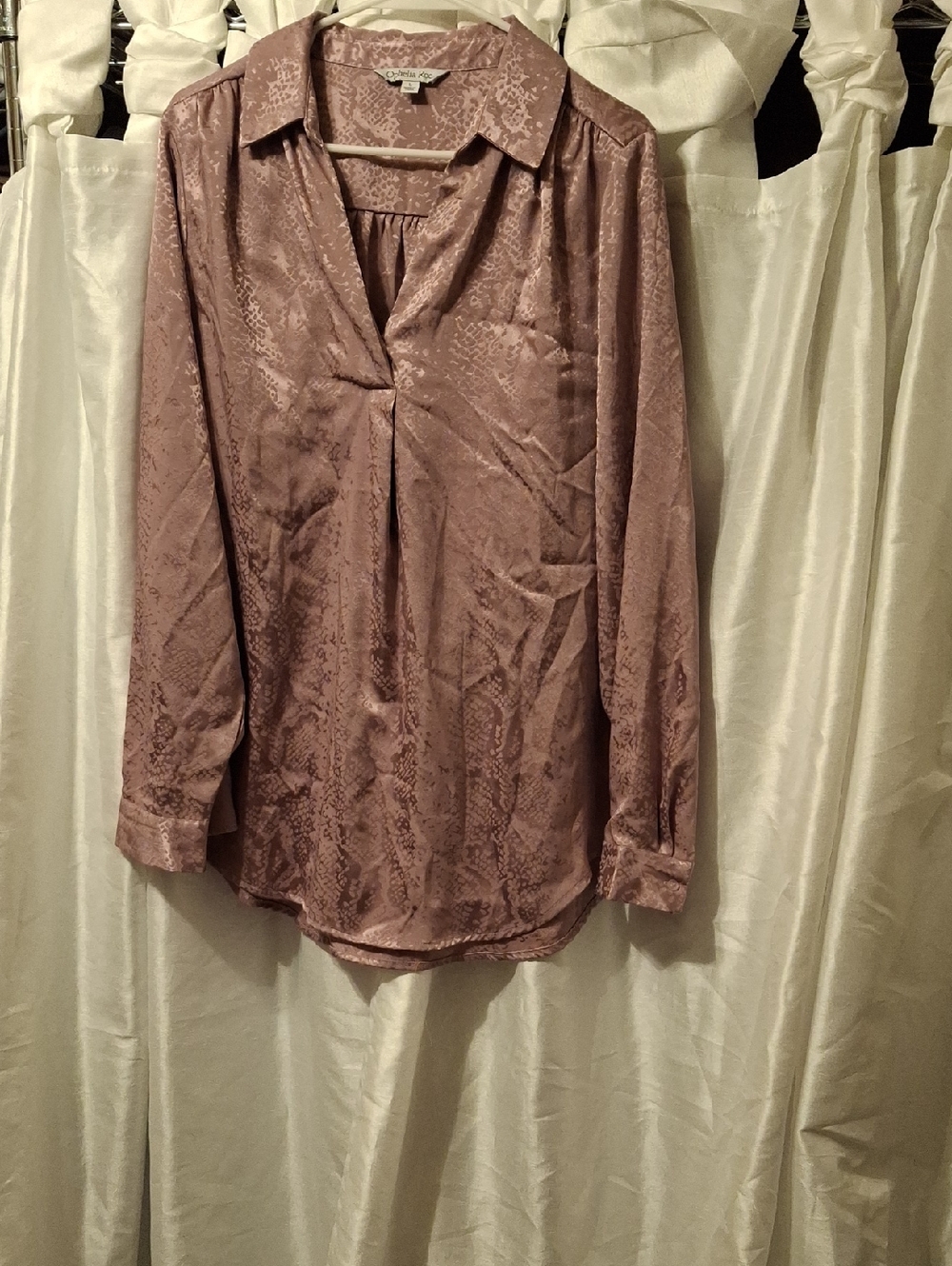 Satin Snake-Texture Blouse in Dusty Violet - Women